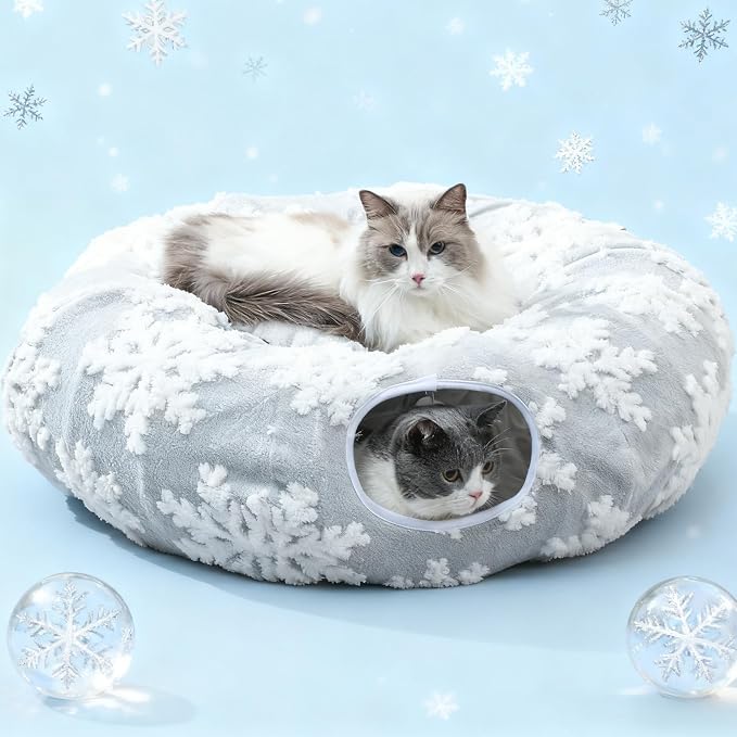 Grelife Cat Tunnel Bed for Indoor Cats, Cute Cat Tunnel Toys, Cat Donut Tunnel - Image 9