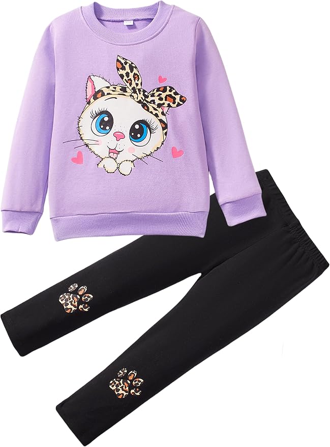 Little Girls Unicorn Outfits 2 Piece Kids Ruffle Sleeve Sweatshirt + Leggings by zarmfly