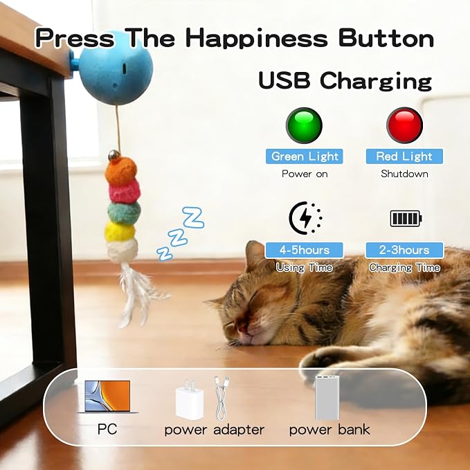 Puffluv Interactive Cat Toy for Indoor Cats, Automatic Electric Flying Bird - Image 6