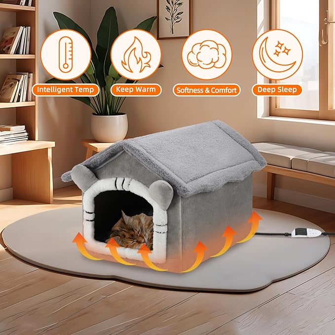 FHTONGE Heated Cat Bed House - Image 6