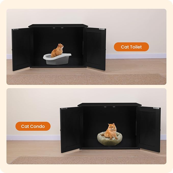 Dwanton Litter Box Enclosure, Cat Litter Box Furniture Hidden, Reversible - Image 7
