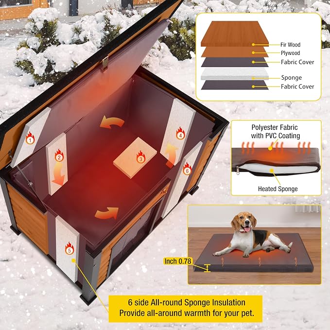 Aivituvin Heated Dog House Outdoor & Indoor Dog Kennel - Image 4