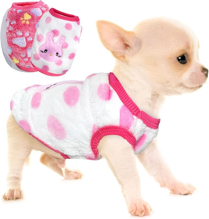 2 Pieces XXS Chihuahua Sweater Cute Small Dog Sweater Fleece Puppy Clothes by Unknown