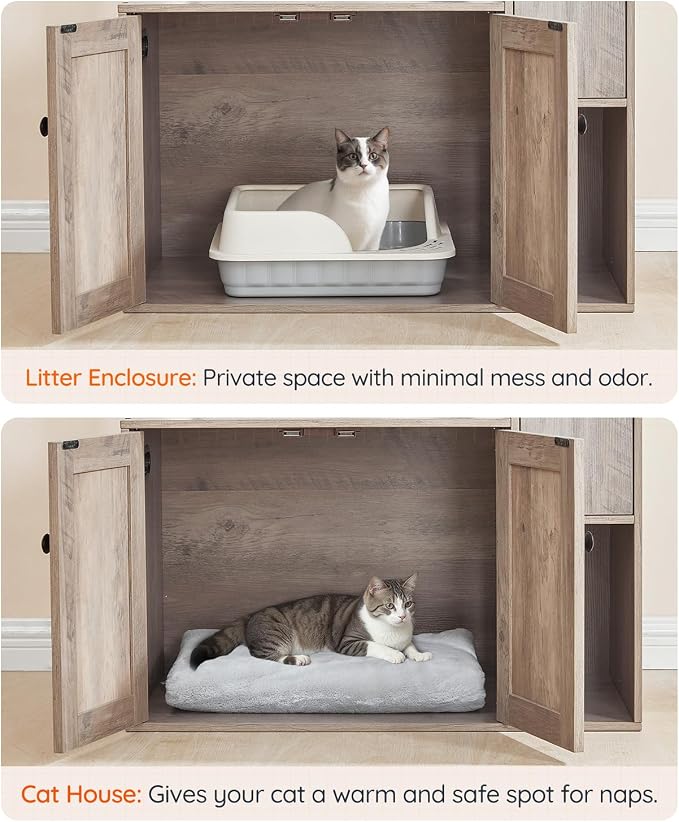 HOOBRO Cat Tree with Litter Box Enclosure, 68.9" H Cat Tower with Food Bowl and - Image 6