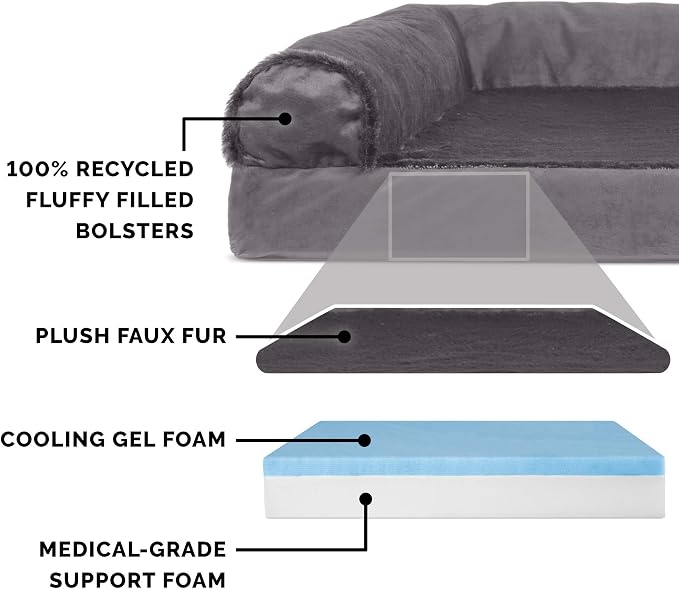 Furhaven Cooling Gel Dog Bed for Large/Medium Dogs w/ Removable Bolsters & - Image 3