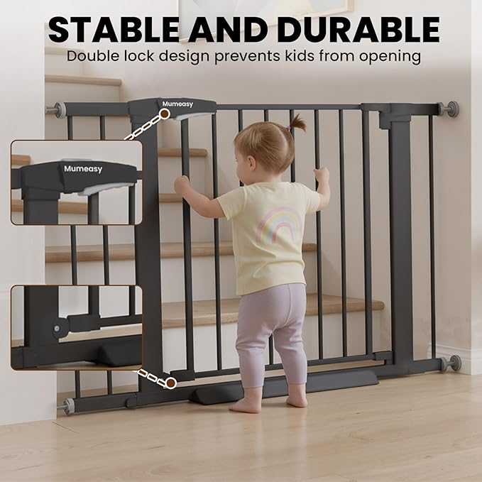 Baby Gate for Stairs, 29.7-40.6" Pressure Mounted Dog Gate, Auto Close Safety - Image 4