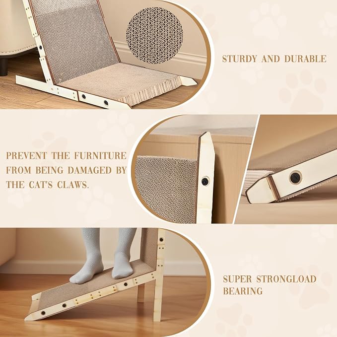 Modern Cardboard Cat Scratcher for Indoor Cats, Anti-Tip Wooden Frame Cat - Image 7