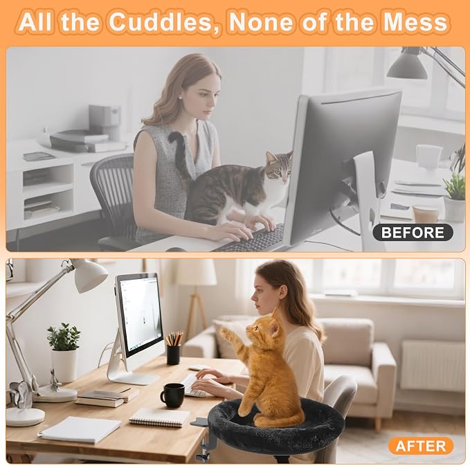 Cat Desk Bed - Ergonomic cat Desk Perch Clamp - Image 2