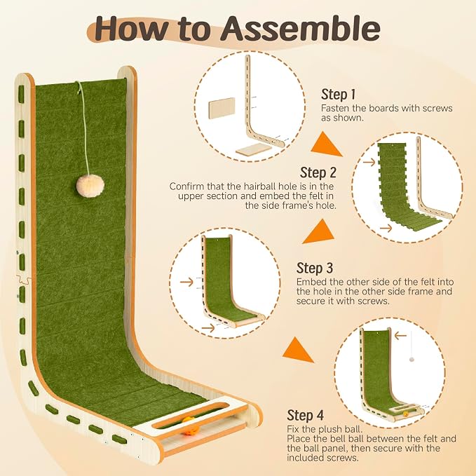 Cat Scratcher with Bell Ball Cat Scratch Pad L-Shaped Scratch Mat Vertical Cat - Image 6