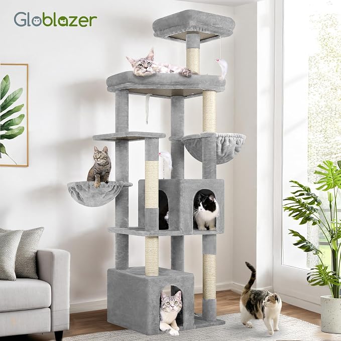 Globlazer Sturdy Cat Tree, 68-inch Large Cat Tower - Image 7