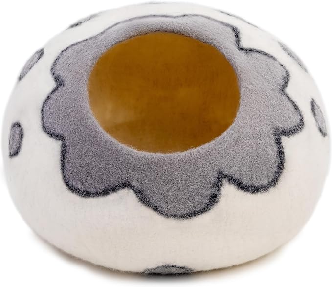 Woolygon Premium Felt Cat Cave Bed – Wool Kitty Beds Handcrafted Kitten Caves - Image 4