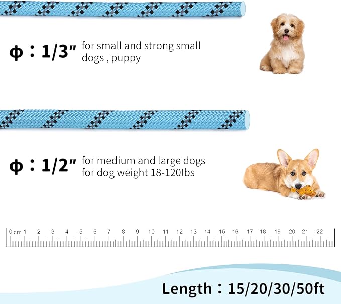 Long Dog Leash for Training 30Ft-Reflective Nylon Rope - Image 4