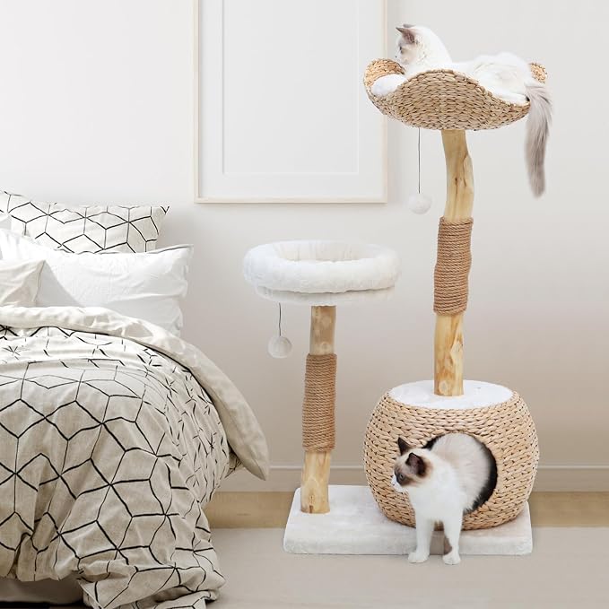 Cat Tree Tower for Indoor Cats, Modern Real Wood Cat Condo - Image 2