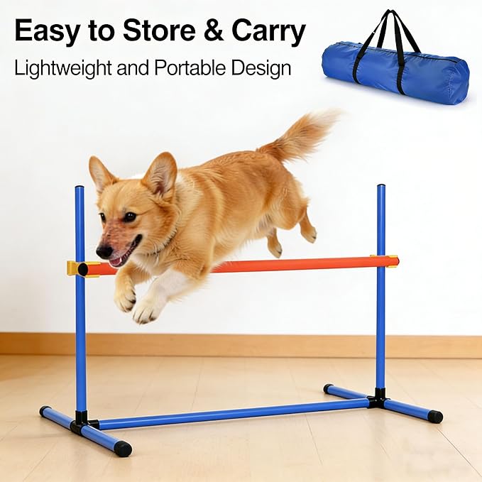 Dog Agility Equipment Set, Adjustable Jump Bars Obstacle Training Supplies PVC - Image 5