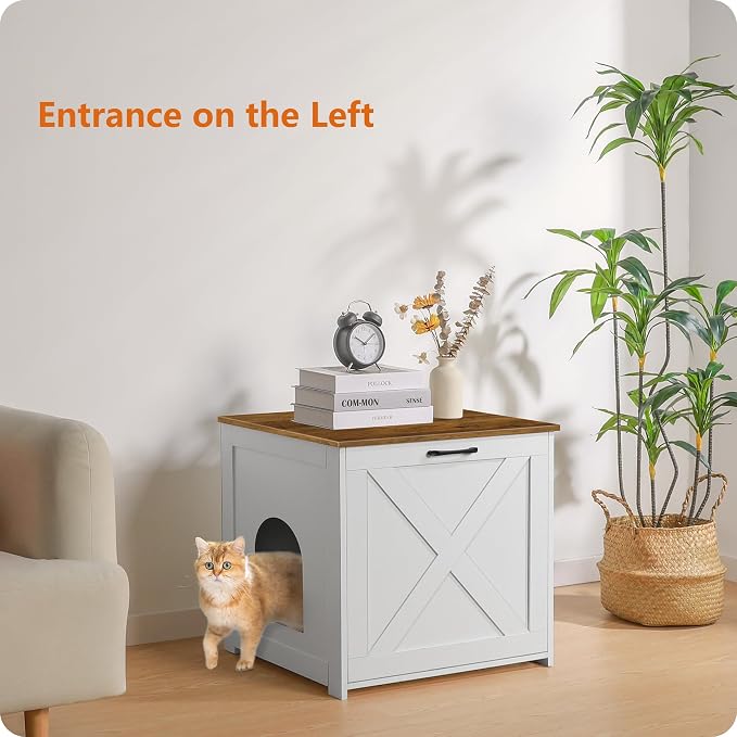Dwanton Cat Litter Box Furniture Hidden, Cat Litter Box Enclosure, Reversible - Image 3