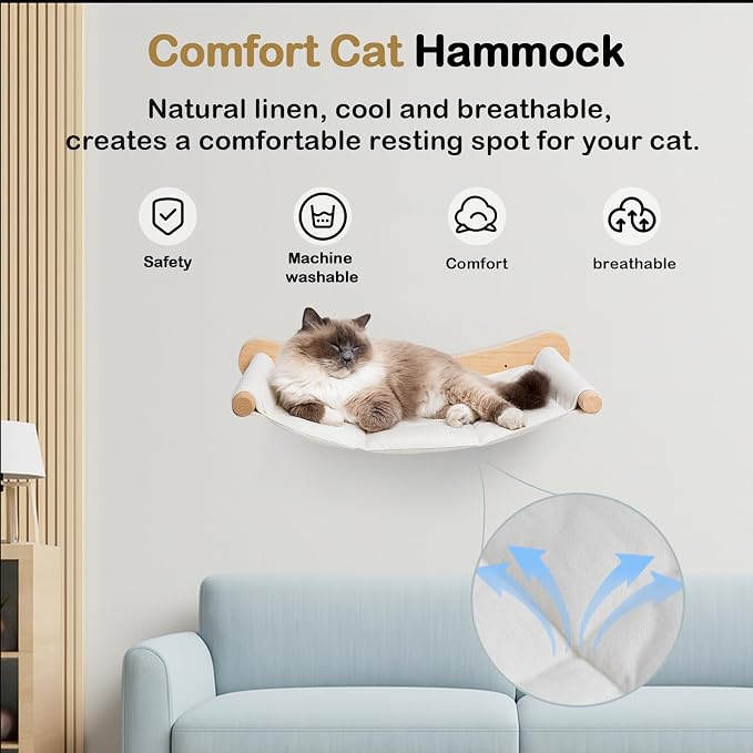 Heavy Duty Wooden Wall Mounted Cat Hammock - Image 3
