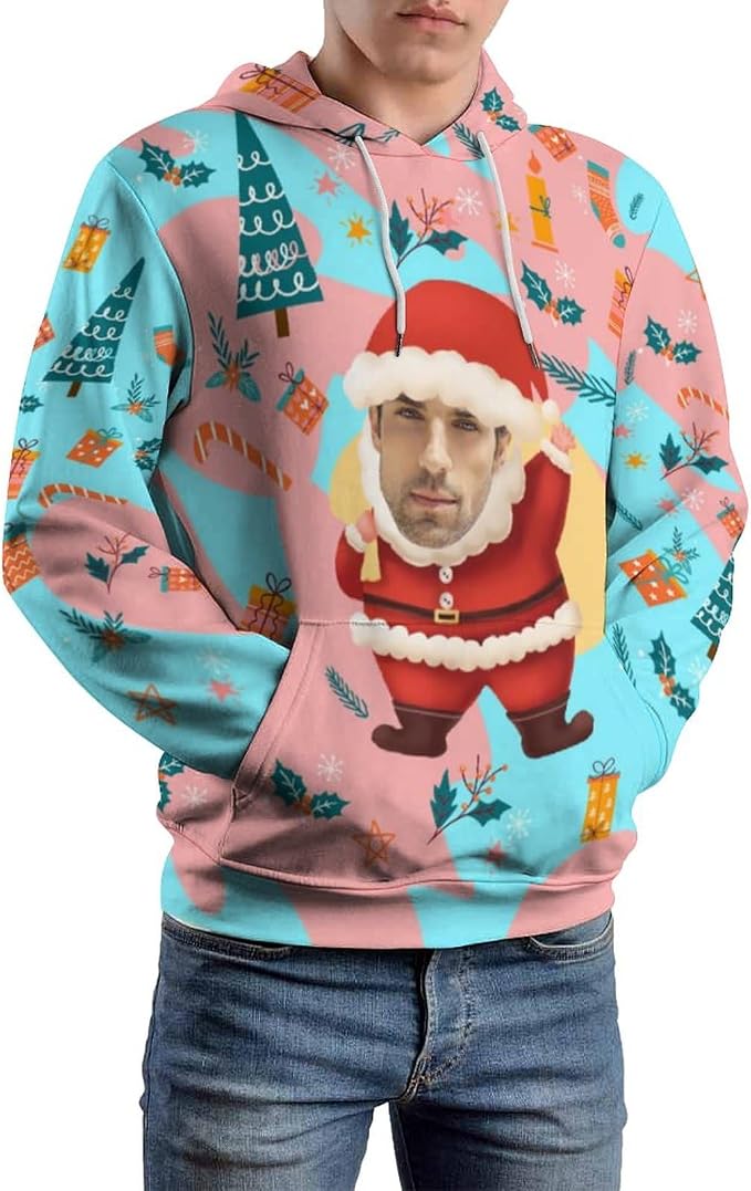 Artsadd Custom Face Unisex athletic Pockets Sweatshirt Loose Hoodie Custom - Image 5
