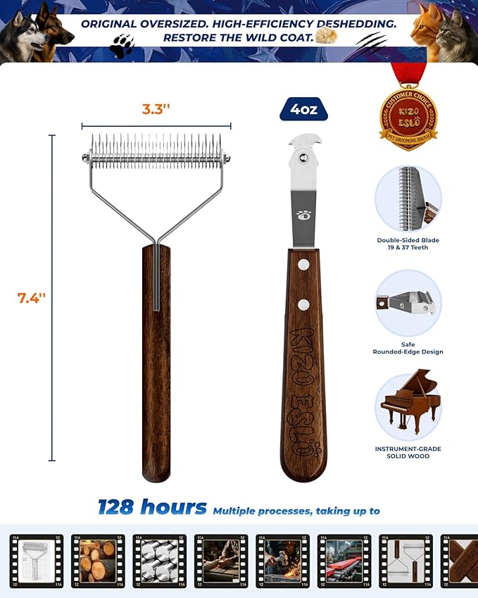 Dog Brush for Shedding 20 Blade Dematting Tool Pet Brush Dual Side, Undercoat - Image 7