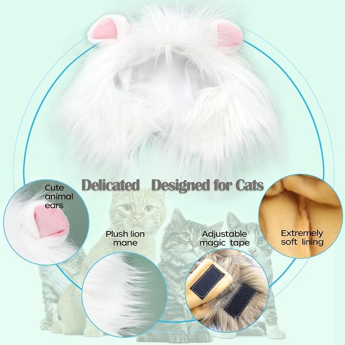 Lion Mane Wig for Cat, Funny Pet Cat & Puppy Costumes for Halloween & Christmas - Image 5
