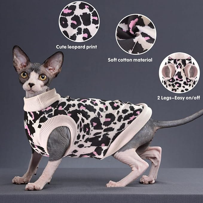 Idepet Cat Clothes Kitten Sweater Soft Kitten Shirt Cute Leopard Print Kitty - Image 5