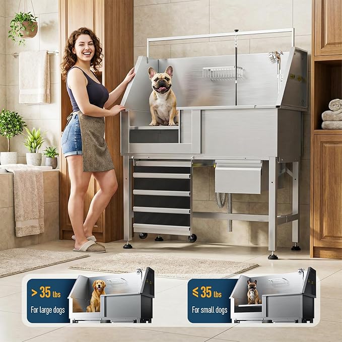 46" Dog Wash Station, 304 Stainless Steel, Side Ramp, 440 lb - Image 3