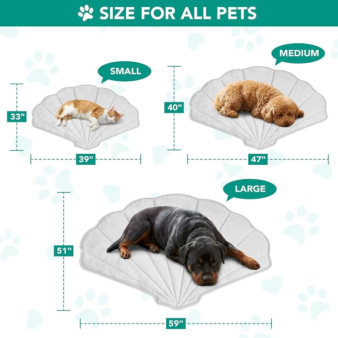 PetAmi Dog Cooling Mat, Sea Shell Shape, Reversible Cooling Nylon Blanket Soft - Image 4