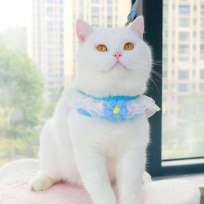 Cat Harness Collar and Leash Set, Sweet Lace Floral Kitten Collar, Escape Proof - Image 6