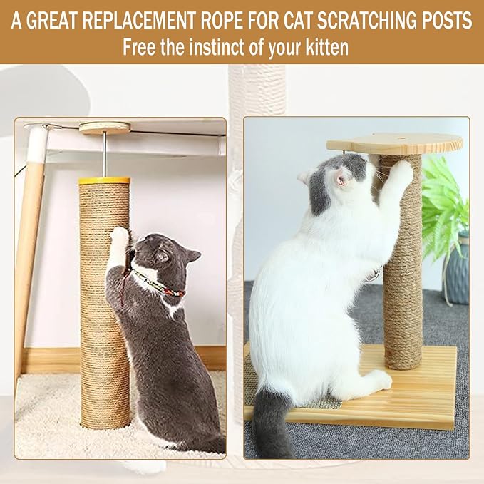 Sisal Rope for Cat Scratcher, Rope for Cat Scratch Post 4mm 328FT Jute Twine - Image 5