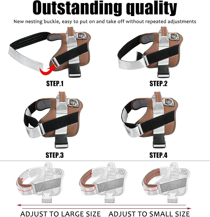 Bolux Dog Harness, No-Pull Reflective Dog Vest, Breathable Adjustable Pet - Image 3