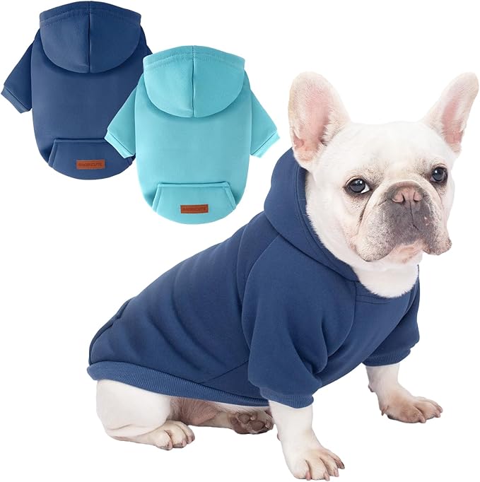 2 Pack Dog Hoodie Warm Hood Dog Sweater Cold Weather Small Dogs Sweatshirt by BAOBICUTE