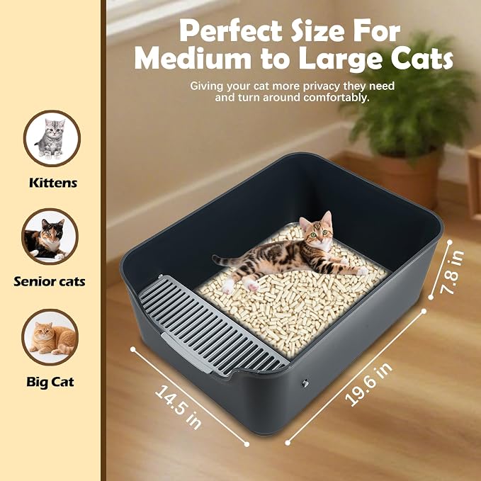 Large Cat Litter Box with High Sides, Cat Boxes - Image 2