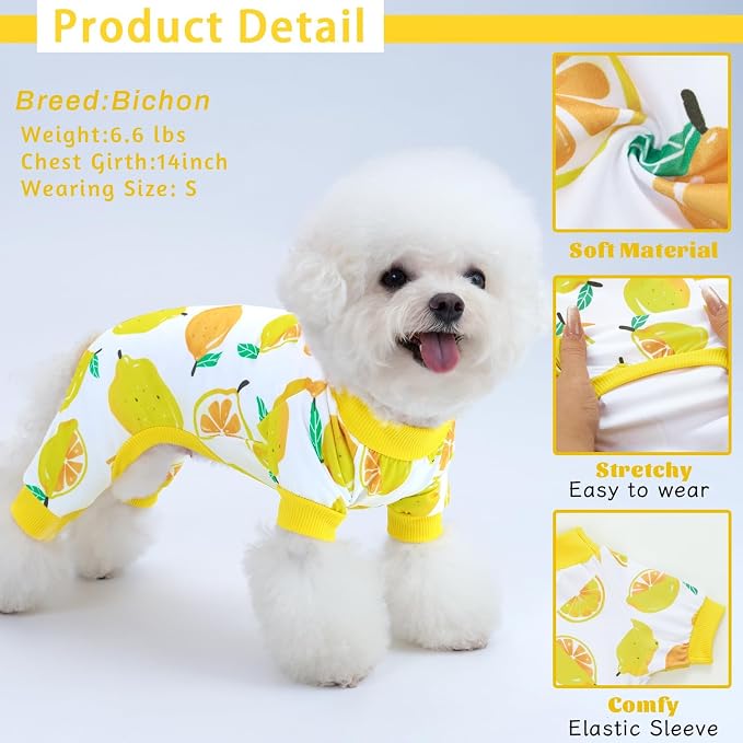 XPUDAC 4 Pieces Dog Pajamas Small Sized Dogs Boy Girl Strechy Soft Pjs Summer - Image 3