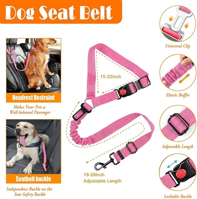 No Pull Dog Harness, Collar & Leash Set | Includes Dog Seat Belt, Collapsible - Image 7