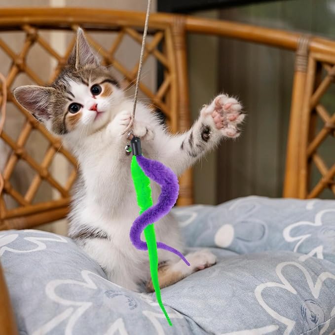 24 PCS Cat Worm Toy Refills, Cat Wand Toy Replacement Interactive Cats Wand - Image 5