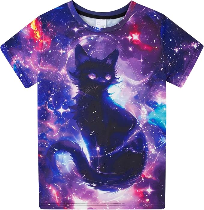 Funnycokid Girls Shirts Cat T Shirt Size 5-12 Clothes by Funnycokid