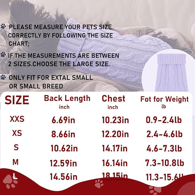 2 Pack Dog Sweaters for Small Dogs, Chihuahua Yorkie Sweater, Puppy Clothes - Image 6