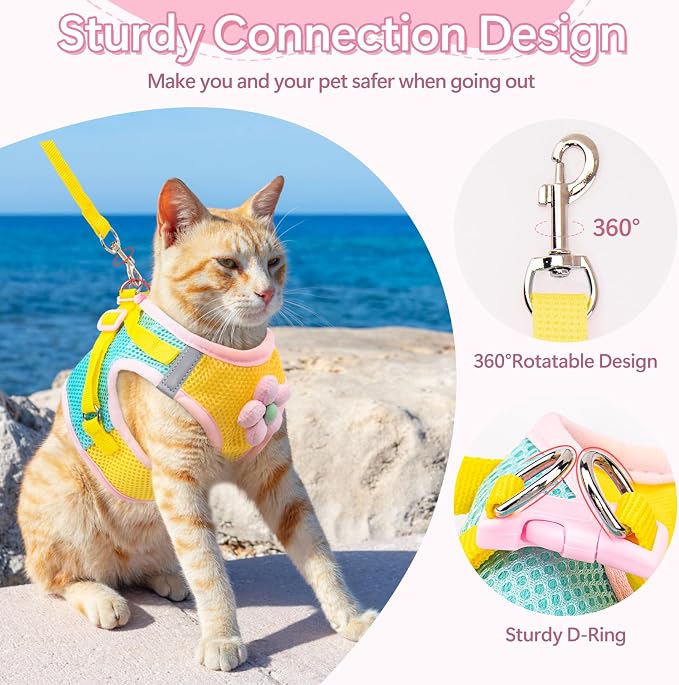 Cat Harness and Leash Set Escape Proof, Adjustable Cat Vest Harnesses Soft - Image 4