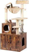 Cat Tree with Litter Box Enclosure, 2-in-1 Cat Tower by Timberer