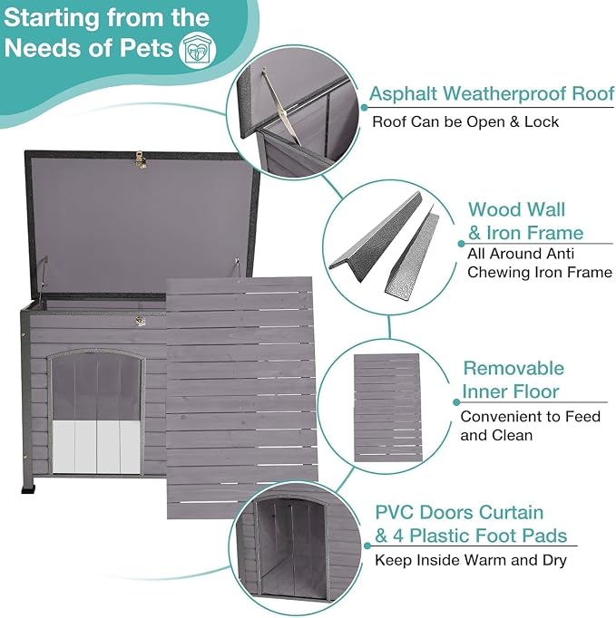Aivituvin Dog House with Insulated Liner, Heated Outdoor Indoor Weatherproof - Image 4
