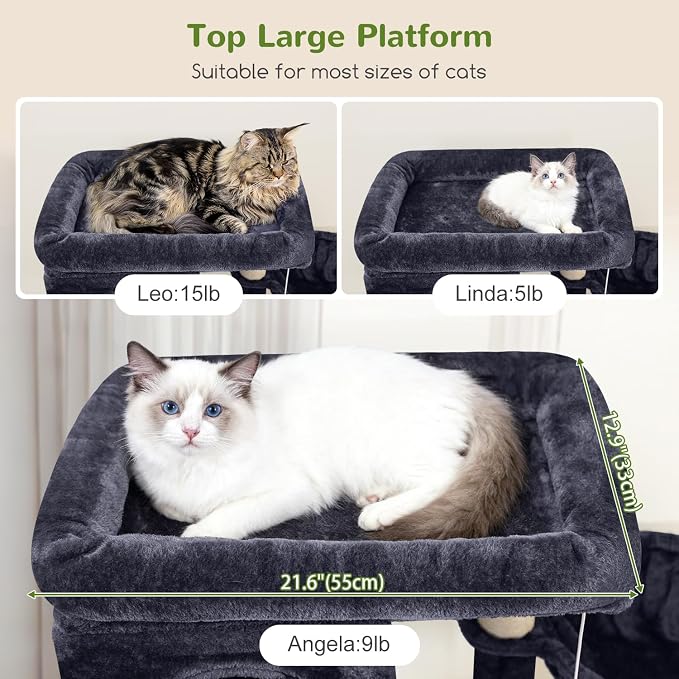 Globlazer Large Cat Tree, 80 inch Multi-Level Tall Climbing Tower Kitty Condos - Image 3