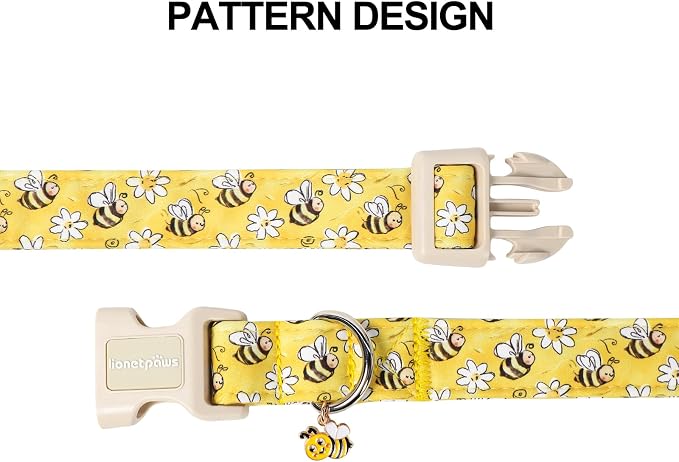 Lionet Paws Spring Dog Collar- Cute Bees Yellow Dogs Collar - Image 5