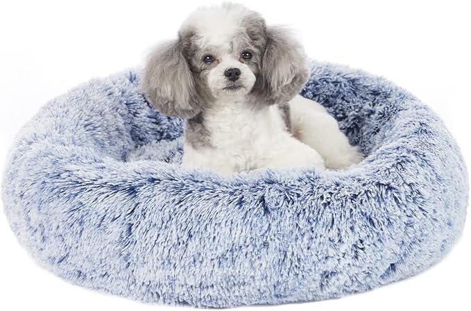 Bedfolks Calming Donut Dog Bed, 23 Inches Round Fluffy Dog Beds by Bedfolks