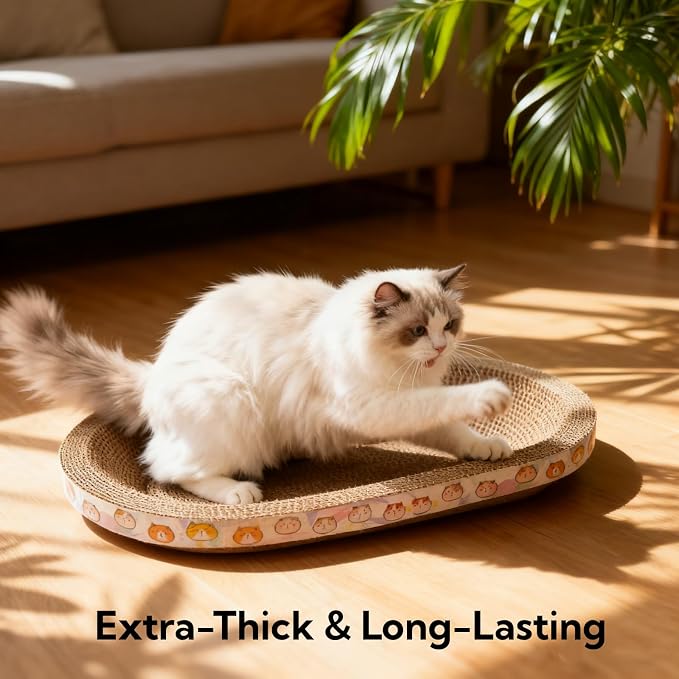 3 Pack Large Cat Scratcher Cardboard, Oval Cat Scratcher Bed Cat Scratch Pad - Image 2