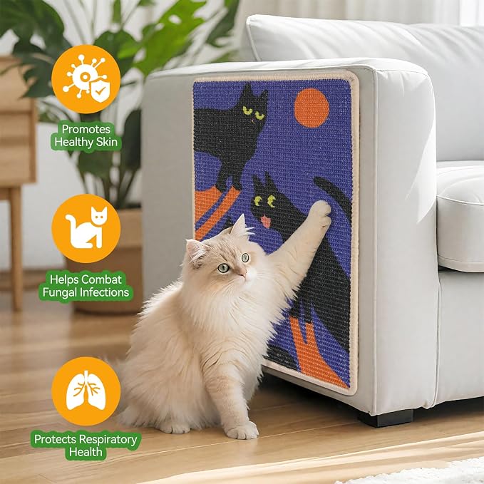 3-in-1 Sisal Cat Scratcher Mat 23.6x15.7'' Protects Carpet Couch & Furniture - Image 6