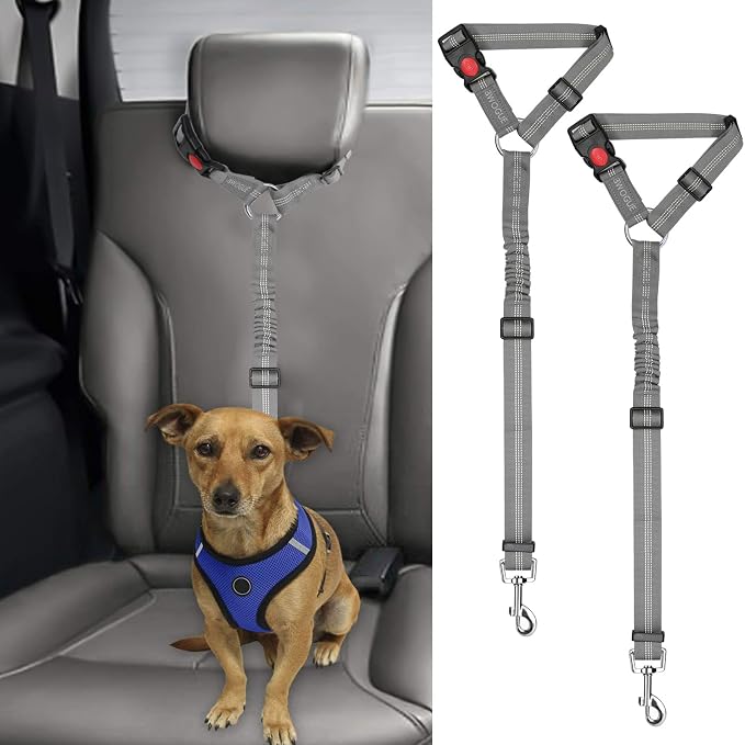 BWOGUE 2 Packs Dog Cat Safety Seat Belt Strap Car Headrest Restraint Adjustable by BWOGUEPetHome