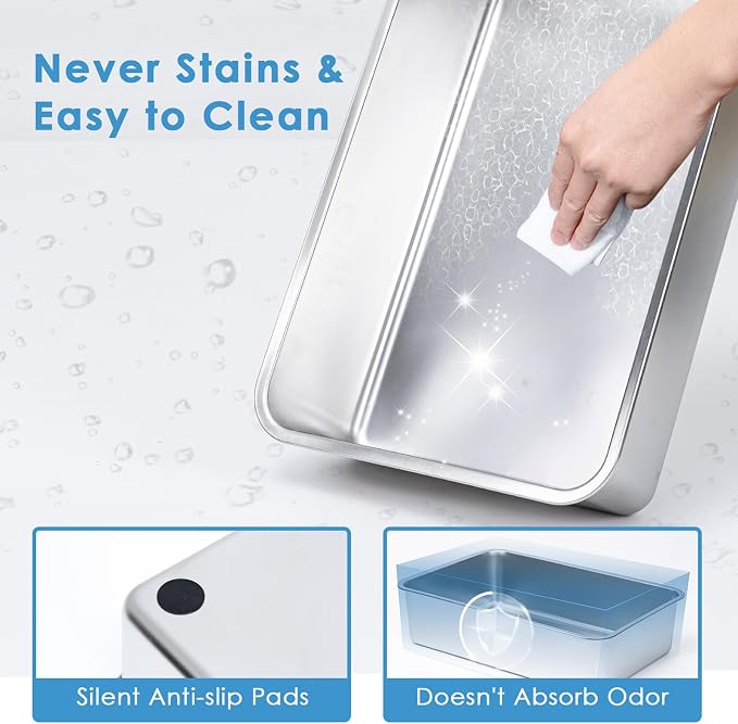 Top Entry Cat Litter Box with Lid, Stainless Steel Extra Large Enclosed Cats - Image 5