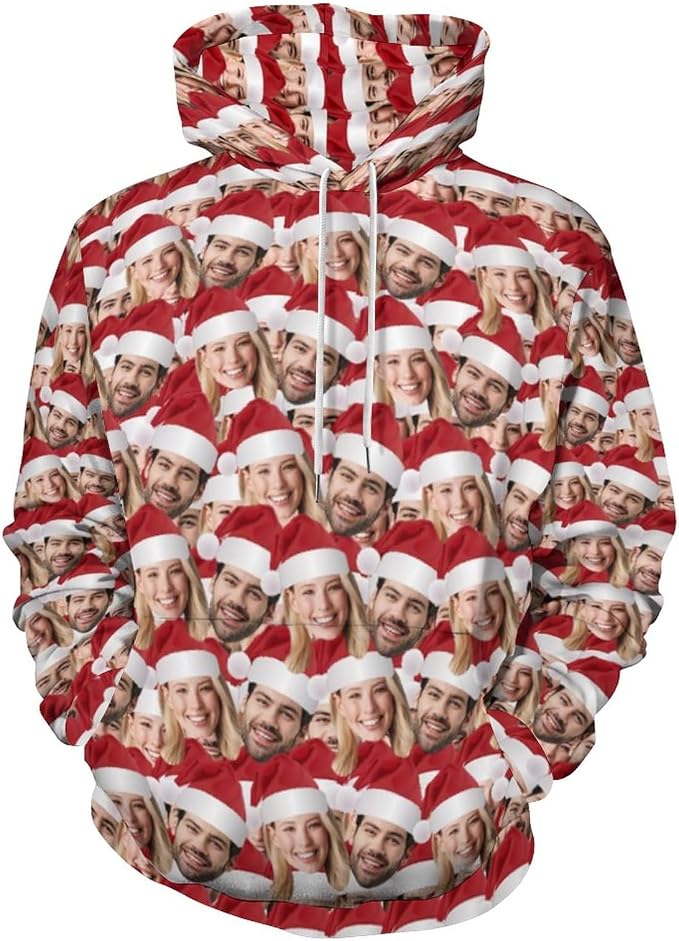 Artsadd Custom Face Unisex athletic Pockets Sweatshirt Loose Hoodie Custom by Artsadd