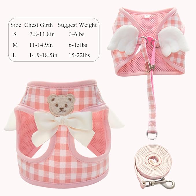 Dog Harness and Leash Set with Angle Wings, Pet Adjustable Mesh Vest Harness - Image 4