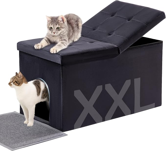 MEEXPAWS Cat Litter Box Enclosure Furniture Hidden Extra Large, Lift Design Lid by PETPRODUCTS