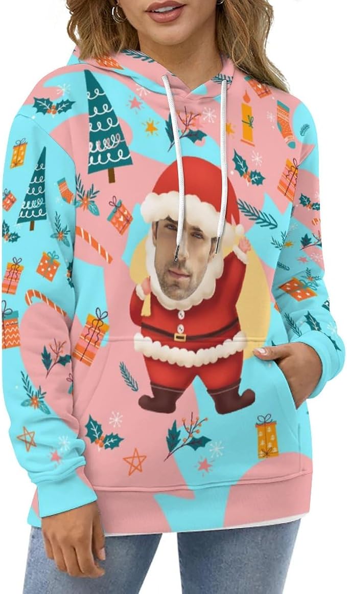 Artsadd Custom Face Unisex athletic Pockets Sweatshirt Loose Hoodie Custom - Image 4
